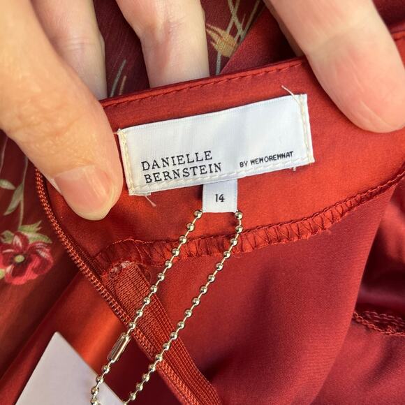 Danielle Bernstein by WEWOREWHAT Puff Sleeve Mini Dress Romantic Sz 14 NWT $99 - Picture 2 of 16